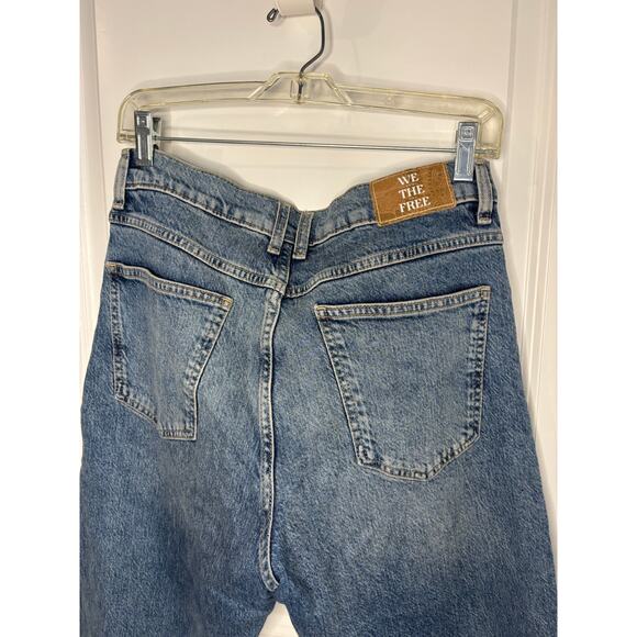 Free People We The Free Risk Taker Mid Rise Jeans Raw Hem Medium Wash 30 - Picture 9 of 11